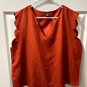 SHEIN Vibrant Orange Scalloped Top